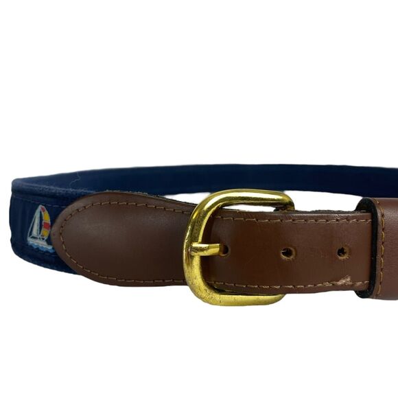 Zep Pro Nautical Mens Belt 32 Solid Brass Buckle navy canvas made in USA D14Q‎ - Picture 1 of 9